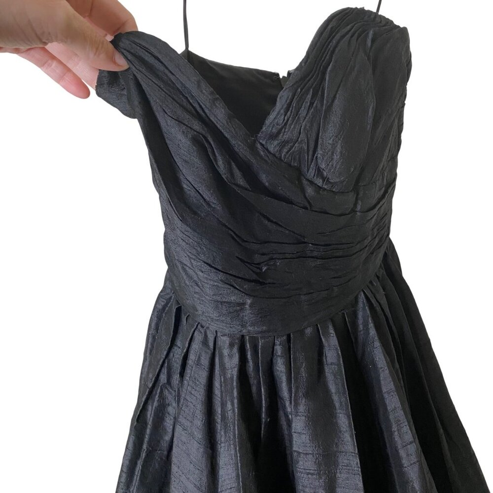 Vintage Y2K ABS by Allen Schwartz Black Silk Strapless Evening Gown Sz 2 - Picture 10 of 11